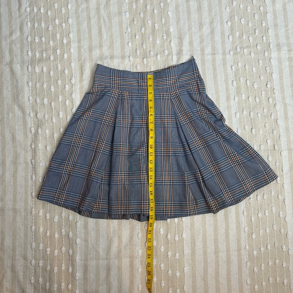 Parker blue orange and white plain pleated mini skirt size 3 made in USA - Picture 9 of 10